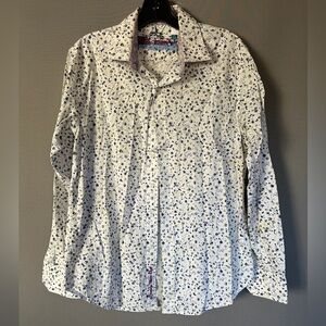 Robert Graham White and Blue Patterned Shirt